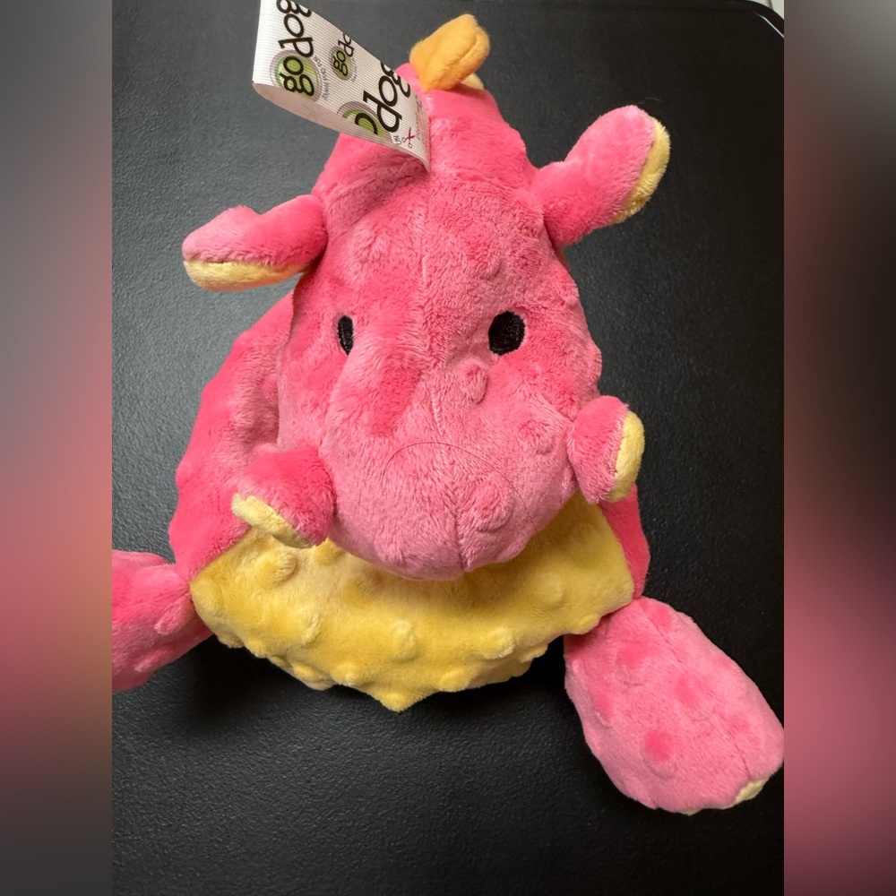 GoDog NWT Pink Dragon Plush Durable Squeaky with Chew Guard Dog Toy